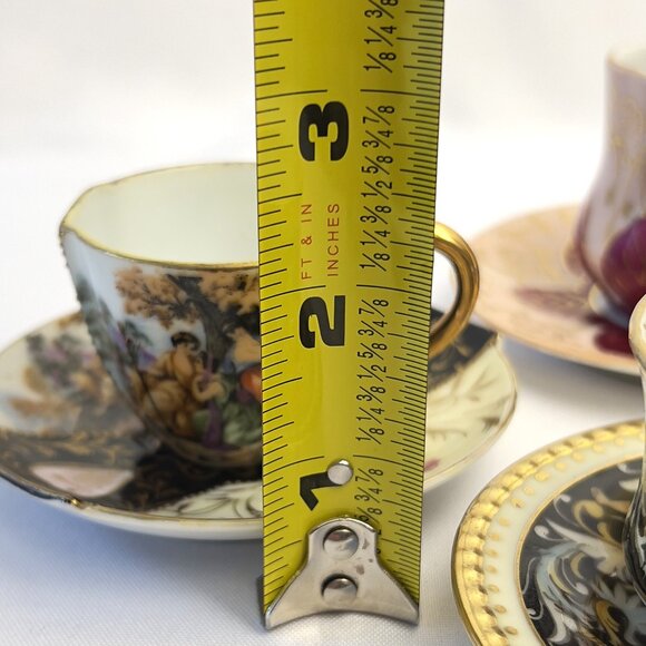 Japanese Vintage Set of 4 Hand Painted Demitasse Porcelain Teacups Saucers #6912 - Picture 11 of 15